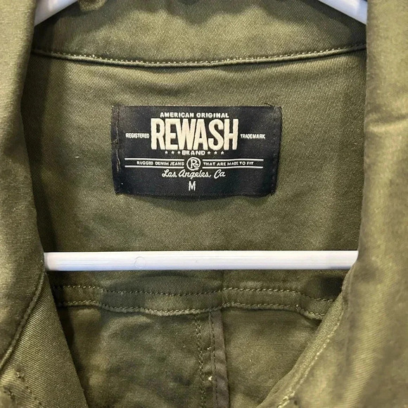 AMERICAN ORIGINAL REWASH MILITARY STYLE OLIVE GREEN UTILITY JACKET WITH BELT MED - Picture 5 of 6